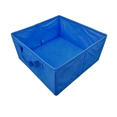 Imagem de Caixa Organizadora com Alça – 28X15X28 – TNT e Poliéster, Suporta até 25kg, Ideal para Closet, Armário e Escritório 10042AZULU