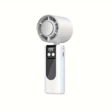 Imagem de Ventilador de Mão Portátil com Tela Digital LED, 199 Velocidades, Recarregável USB-C, Dobrável, Bateria 1800mAh, Motor de Alta Velocidade