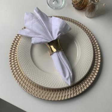 Imagem de 8 Sousplat Redondo Rattan Alto Padrão Lux Plastic Nz Ran Vr (BEGE Dourado Claro - Rigido Kit Mesa Posta)