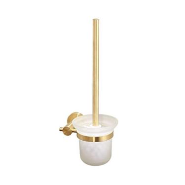 Imagem de Escova de vaso sanitário montada na parede, escova de vaso sanitário de corpo de vidro, design moderno, escova de vaso sanitário para limpeza doméstica, conjunto de escova de vaso sanitário dourada e