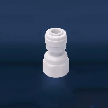 Imagem de Compatível com tubo de 6,35 mm x rosca fêmea macho 1/5.1 cm POM conector de encaixe rápido para sistema de osmose reversa de filtro de água RO de aquário (6,35 mm-1I4 fêmea)