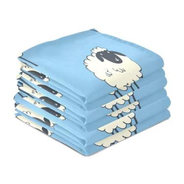 Imagem de Wassud Toalhas de cozinha fofas ovelhas toalhas de prato de cozinha pacote com 6 panos de prato macios com laço para pendurar toalha de mão super absorvente de secagem rápida toalhas de chá de mesa