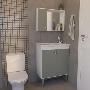 Imagem de Conjunto Gabinete E Armário Dia A Dia Funcional 60cm Para Embutir Cinza