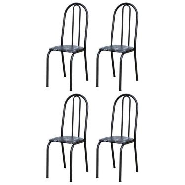 Imagem de Kit 4 Cadeiras 050 América Cromo Preto/florido - Artefamol