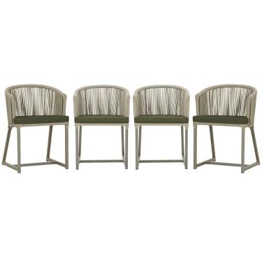 Imagem de 4 Cadeiras De Jantar Noronha Fendi Corda Náutica E13 Trama Rami