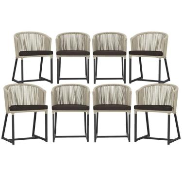 Imagem de 8 Cadeiras De Jantar área Noronha Preta E9 Trama Original Rami