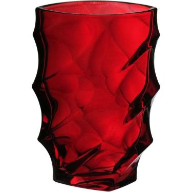Imagem de Vaso Decorativo Enfeite Casa Ondas Home&co Vidro 19x12x12cm Vermelho