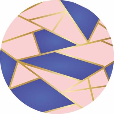 Imagem de Painel de Tecido Sublimado Redondo Escandinavo Geométrico Azul e Rosa 