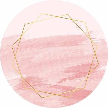 Imagem de Painel de Tecido Sublimado Redondo Rosa Degradê e Formas Douradas c/ E