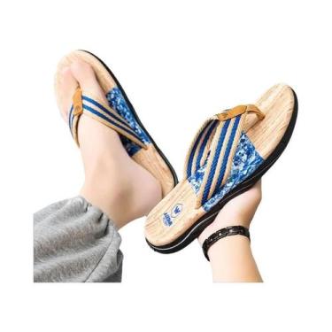 Imagem de Chinelo Masculino De Verão Antiderrapante Com Estampa De Madeira Japon