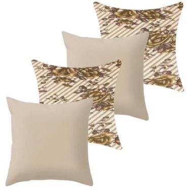 Imagem de Kit 4 Capa De Almofada 40X40 Malha Com Zíper Lisa Estampada - Ametista
