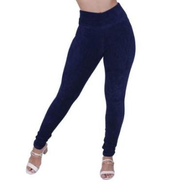 Imagem de Calça Cotelê Feminina Skinny Quentinha Terra e Mar Legging Cintura Alta Veludo Térmica Inverno Frio-Feminino