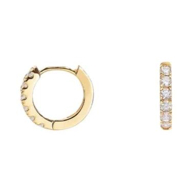 Imagem de Brincos Pequenos Em Ouro 14K Com Zircônia, Piercing Huggie Para Mulher