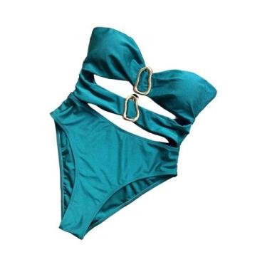 Imagem de Maiô Feminino Sexy Com Corte Em Metal E Anel, Peça Única, Cintura Alta