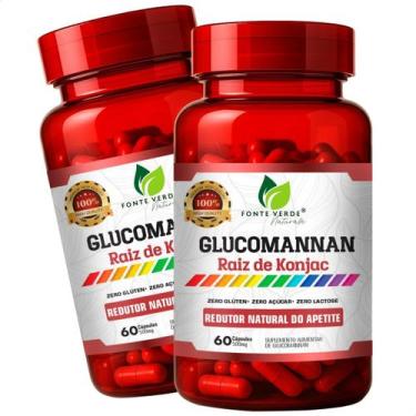 Imagem de 2 Potes Glucomannan puro 500mg Kit 120 Cáps Fonte Verde