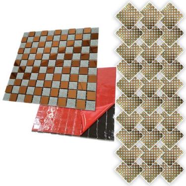 Imagem de Pastilha Autocolante De Vidro Kit 30 Uni Parede Cozinha Banheiro Decor