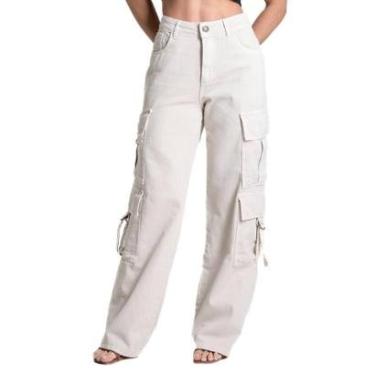 Imagem de Calça Sarja Sawary Wide Leg - 280482 - bege 40-Feminino