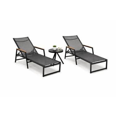 Imagem de Kit 2 Espreguiçadeiras E Mesinha Para Piscina E Jardim - Sarah Móveis