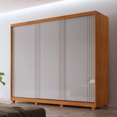 Imagem de Guarda Roupa Casal Connor MDF 3 Portas 2 Gavetas com Pes Moderna Mobilia