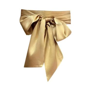 Imagem de Cinto De Cintura Feminino De Cetim De Seda Com Laço, Faixa Larga De Te