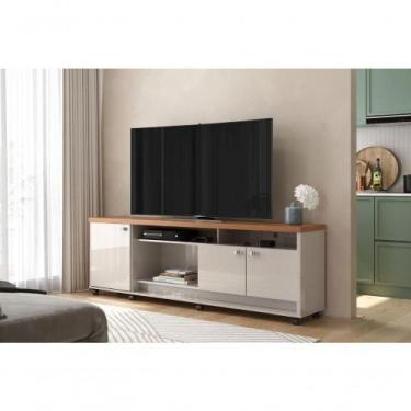 Imagem de Bancada Dallas Suporte Para Tvs C/ 3 Portas E Nichos - Off White Perol