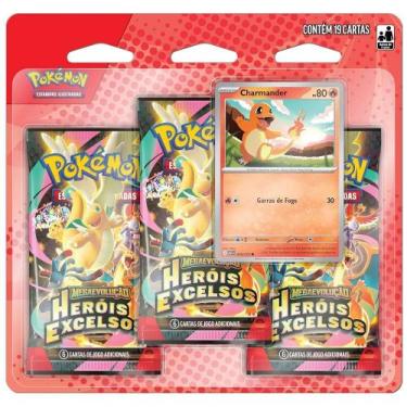 Imagem de Blister Pokémon Herois Excelsos Charmander 19 Cartas - Copag
