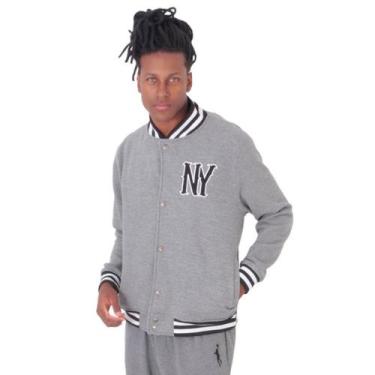 Imagem de Jaqueta College Moletom Masculina M10 Hoop NY, Mescla, P
