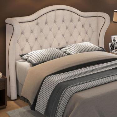 Imagem de Cabeceira Cama Box Queen 160 cm P05 Lisboa Linho Creme Lyam Decor