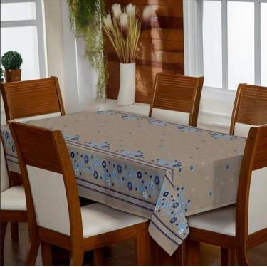Imagem de Toalha de Mesa 6 Lugares Flor Azul e Branco - 3757 V03 - Textil Giorda