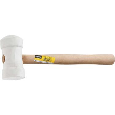 Imagem de Martelo de Borracha 3079000600 para Azulejista com Cabeça 60MM e Cabo em Madeira Branco Vonder