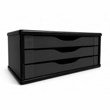 Imagem de Souza & Cia Suporte para Monitor, Black Piano com 3 Gavetas em MDF, Organizador de Mesa Ergonômico, Eleva a Tela do Computador e Otimiza o Espaço de Trabalho- modelo 3347