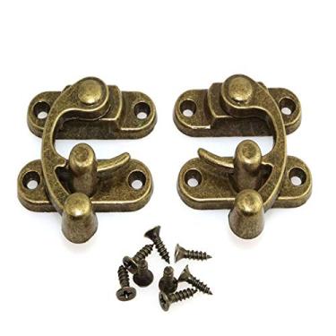 Imagem de RuiLing 1 par de minibraçadeira de bronze estilo vintage com fecho no braço direito esquerdo fecho de gancho de metal com fivela curvada para caixa de ferramentas de joias para mala 33 x 28 mm 42 x 37 mm, 33x28mm
