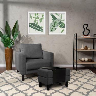 Imagem de Conjunto Poltrona com Puff Baú 60cm e Bandeja Antúrio CabeCasa MadeiraMadeira Grafite