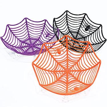 Imagem de Pratos De Festa De Halloween Teia De Aranha Cesta De Doces Teia De Aranha Decoração De Festa De Halloween Suprimentos De Cozinha Pratos De Frutas De Biscoito, 3 pcs Mix