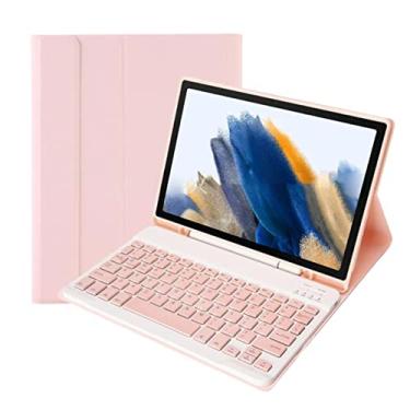 Imagem de Teclado para tablet com estojo rosa Sakura para tablet Galaxy Tab A8 10,5 polegadas (SM X200 X205 X207), conjunto de teclado para tablet sem fio Sem Touchpad