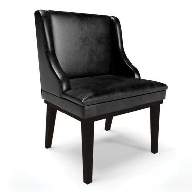 Imagem de Cadeira De Jantar Corano Preto Base Fixa Madeira