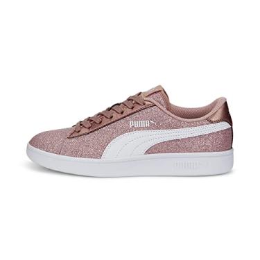 Imagem de PUMA Tênis infantil unissex Smash V2 Glitz Glam, Ouro rosa, branco, 6.5 Big Kid