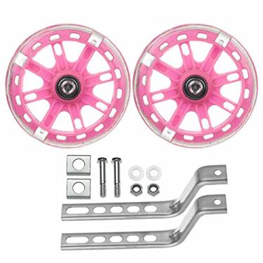 Imagem de Houseen Rodas de treinamento para bicicleta infantil, 1 par LED flash mudo bicicletas de treinamento de bicicleta infantil rodas de suporte estabilizador ajustável para bicicletas de 30 a 50 centímetros para crianças meninos meninas bicicletas, incluindo componentes
