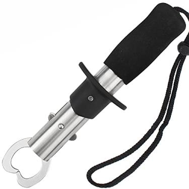 Imagem de Pegador de lábio de peixe, ferramentas de pesca, suporte de peixe de aço inoxidável alça de espuma EVA com alça de pulso resistente à corrosão para água salgada de água doce presente de pesca perfeito