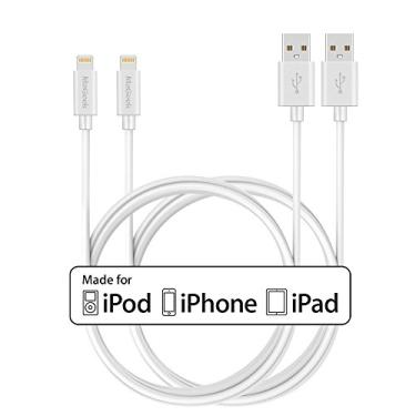 Imagem de MaGeek Lightning para cabo USB, [Certificado Apple MFi] Cabo de carregamento de dados para iPhone 11/Pro SE XS Max X 8 8 Plus 7 Plus 6S 6 Plus 5S 5C 5, iPad Pro Air Mini, iPod Touch, 2pcs_6ft_White, 6 feet