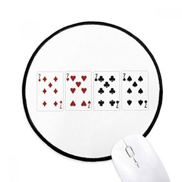 Imagem de 7 Heart Spade Diamond Club Pattern Mouse Pad Desktop Office Tapete Redondo para Computador