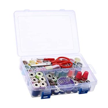 Imagem de mewmewcat Cores misturadas 32 Bobinas Da Linha + 32 Carretéis de Linha Acessórios de Costura Suprimentos Kit com Fita De Medição De Agulha De Costura Caso De Armazenamento para O Irmão Janome Singer