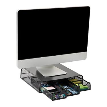 Imagem de Organizador de mesa e suporte para monitor Monmesh-Blk da Mind Reader, malha de metal preta