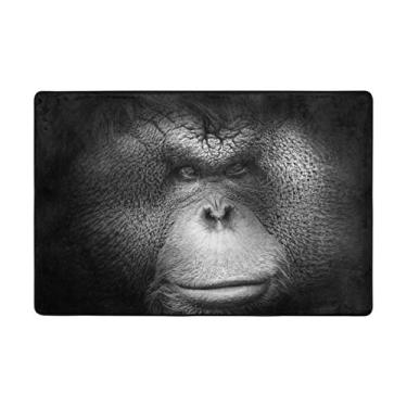 Imagem de My Little Nest Tapete de área de macaco laranja preto e branco, capacho leve 91 x 61 cm, espuma de memória para ambientes internos e externos, tapete para decoração de entrada, sala de estar, quarto, escritório, cozinha, corredor