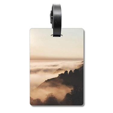 Imagem de Sunrise Sunset Mountain Fog Paisagem Sky Mala Etiqueta Cartão de Bagagem Etiqueta Scutcheon Etiqueta