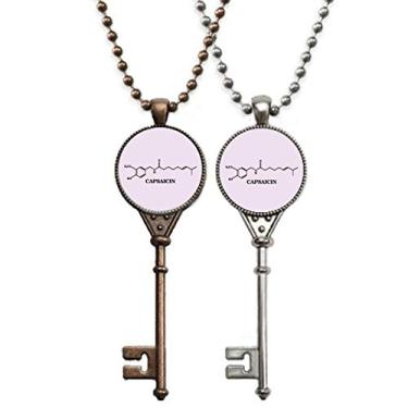 Imagem de OFFbb-USA Colar com pingente de chave de pimenta estrutura molecular química para decoração de casais