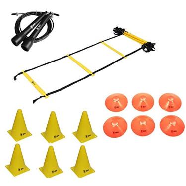 Imagem de Kit Escada Agilidade Pvc 6 Cones 6 Chapeu Half 1 Speed Rope