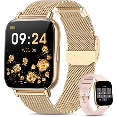 Imagem de Relogio Smartwatch Feminino(Fazer/Atender Chamada) Fitness Smart Watch Bluetooth para iPhone Android Phone Run Sport Impermeáveis Monitor de Frequência Cardíaca