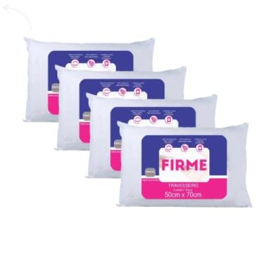 Imagem de Kit 4 Travesseiro 50x70cm Lavavel Antiácaro 100% Fibra Siliconada Firme