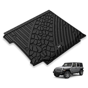 Imagem de 3W Tapete de carga adequado para Jeep Wrangler JL com SUBWOOFER 2018-2024 All Weather Custom Fit Trunk Liner para JL Unlimited 4 portas (não JK ou 4XE) preto
